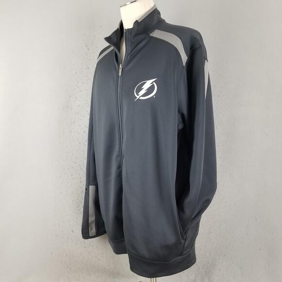 Tampa Bay Lightning Jacket Mens 2XL Gray NHL Hockey Full Zip Track Antigua - Picture 6 of 14